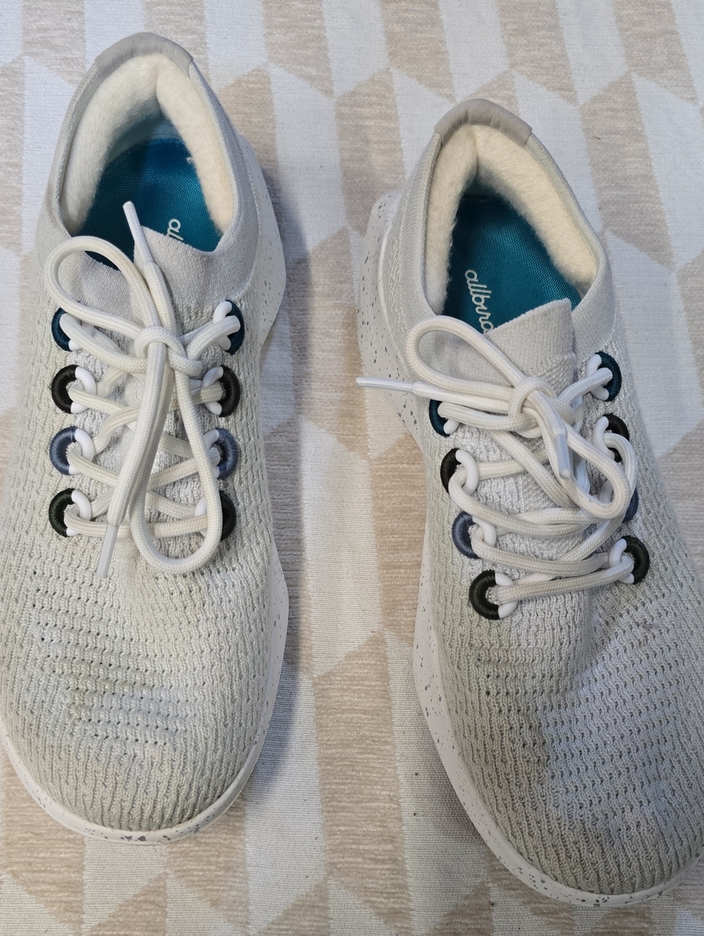 allbirds Kids Wool Runner - White with Teal Insole